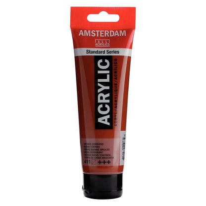 Talens Amsterdam Acrylic 120ml Burnt Sienna 411 ön cephe etiketi