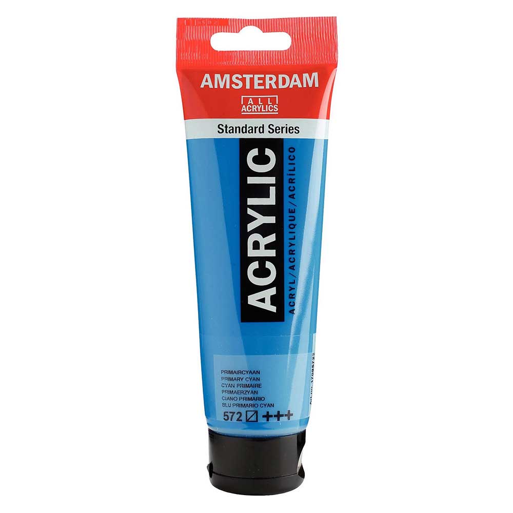 Talens Amsterdam Acrylic 120ml Primary Cyan 572 ön cephe etiketi