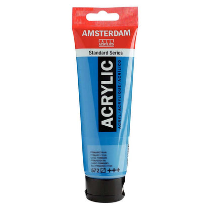 Talens Amsterdam Acrylic 120ml Primary Cyan 572 ön cephe etiketi