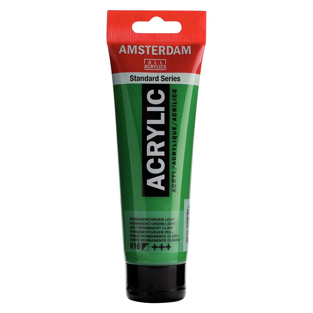 Talens Amsterdam Acrylic 120ml Permanent Green Light 618 ön cephe etiketi