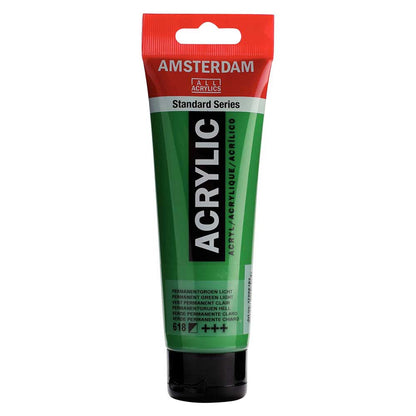 Talens Amsterdam Acrylic 120ml Permanent Green Light 618 ön cephe etiketi