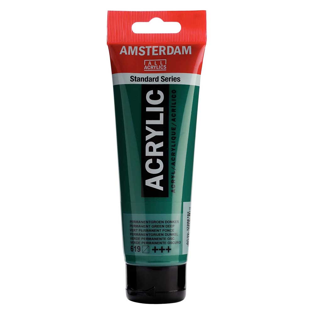 Talens Amsterdam Acrylic 120ml Permanent Green Deep 619 ön cephe etiketi