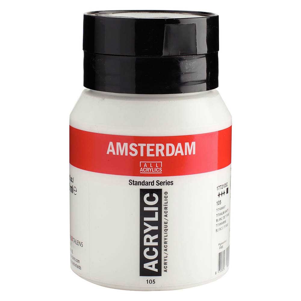 Talens Amsterdam Acrylic 500ml Titanium White 105 ön cephe etiketi