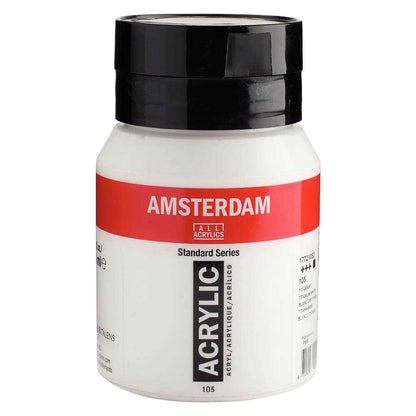 Talens Amsterdam Acrylic 500ml Titanium White 105 ön cephe etiketi