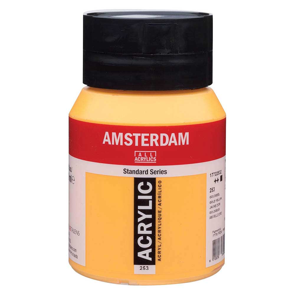 Talens Amsterdam Acrylic 500ml Gold Yellow 253 ön cephe etiketi
