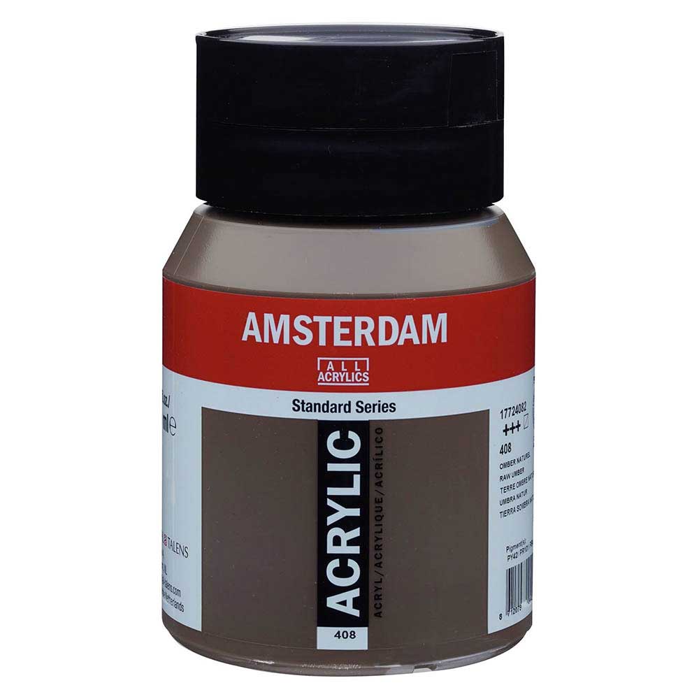 Talens Amsterdam Acrylic 500ml Raw Umber 408 ön cephe etiketi