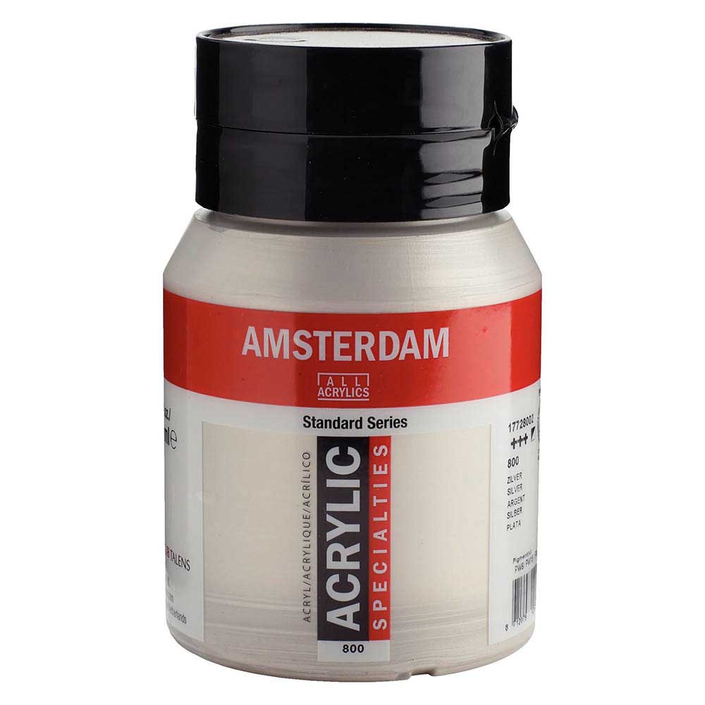 Talens Amsterdam Acrylic 500ml Silver 800 S.2 ön cephe etiketi