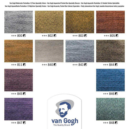 Van Gogh Water Colour Speciality Colours 12'li Set Metalik Renkler (Yarım Tablet)