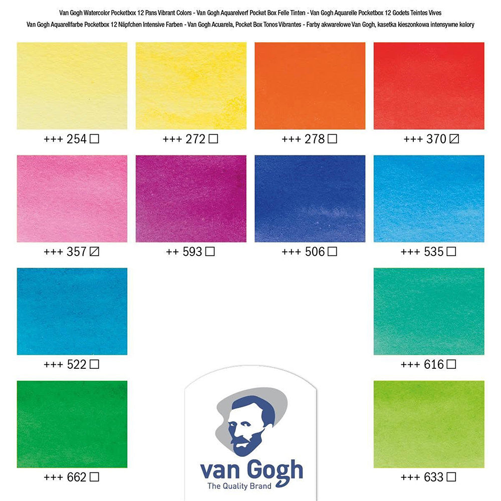 Van Gogh Water Colour Vibrant Colours 12'li Set Keskin Renkler (Yarım Tablet)