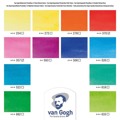 Van Gogh Water Colour Vibrant Colours 12'li Set Keskin Renkler (Yarım Tablet)