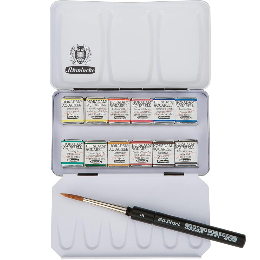 Schmincke Horadam Aquarell 12'li Metal Set (Yarım Tablet) 74012