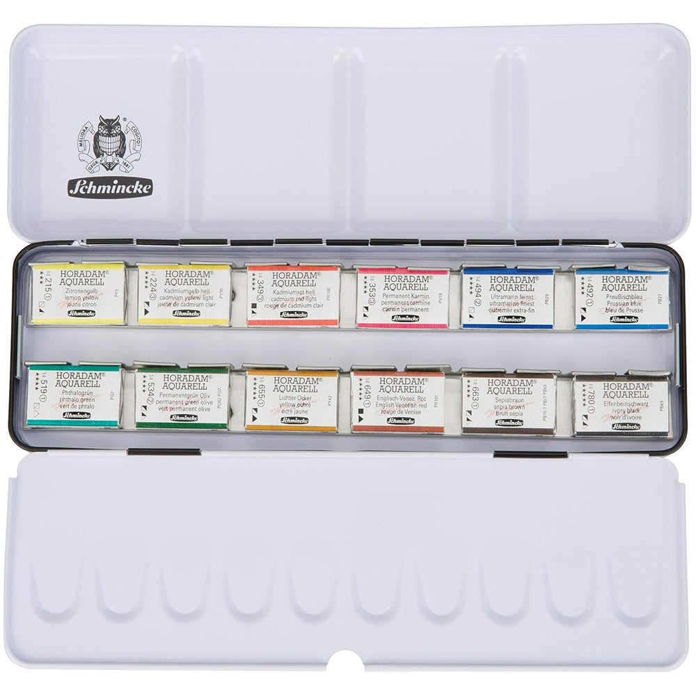 Schmincke Horadam Aquarell 12'li Metal Set (Tam Tablet)