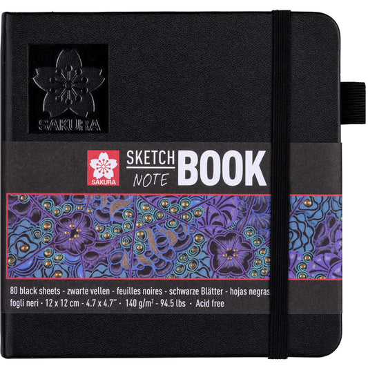 Sakura Eskiz Defteri 140gr Siyah Kağıt  12x12cm