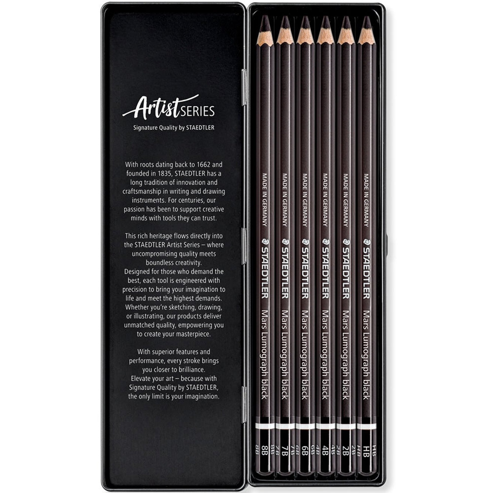 Staedtler Lumograph Mars Black Kurşun Kalem 6'lı Metal Kutu
