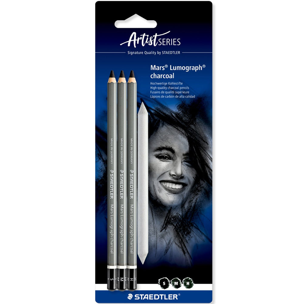 Staedtler Lumograph Mars Charcoal Füzen Eskiz Kalem 4'lü Set