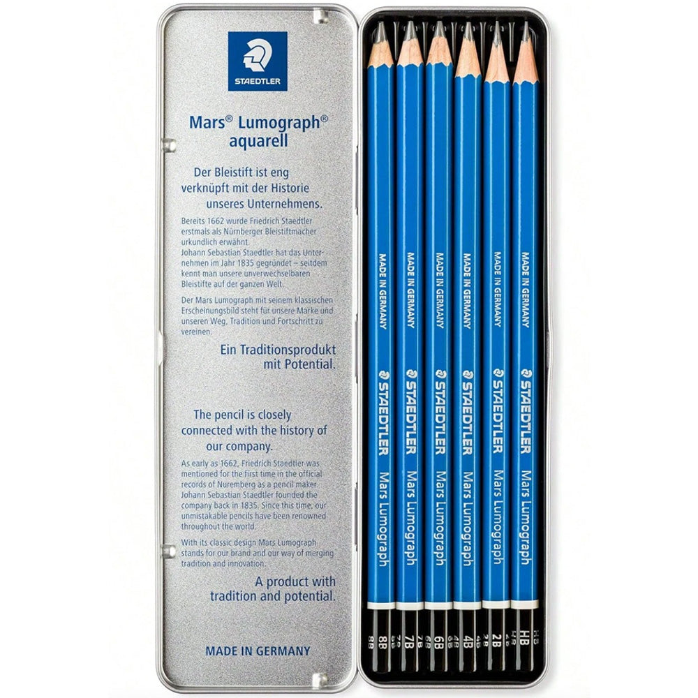 Staedtler Lumograph Mars Kurşun Kalem 6'lı Set (Kalemtıraş ve Silgi Hediyeli)