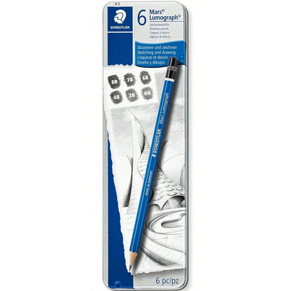 Staedtler Lumograph Mars Kurşun Kalem 6'lı Set (Kalemtıraş ve Silgi Hediyeli)