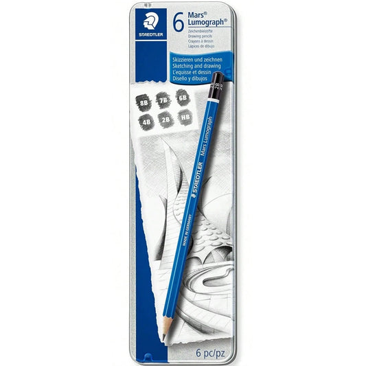 Staedtler Lumograph Mars Kurşun Kalem 6'lı Set (Kalemtıraş ve Silgi Hediyeli)