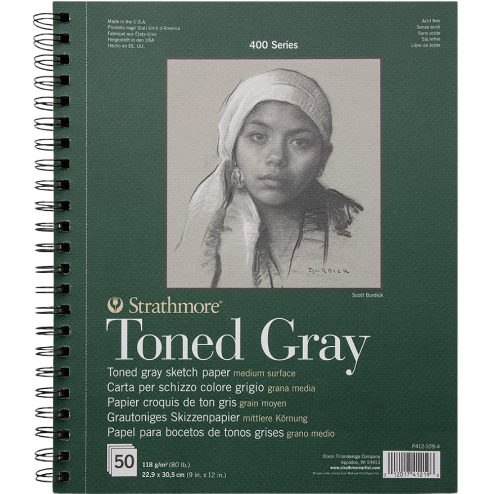 Strathmore 400 Series Recycled Toned Gray Sketch Pad 118gr Spiralli 50 Sayfa 22.9 x 30.5cm