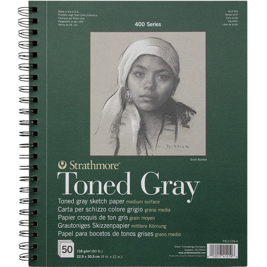 Strathmore 400 Series Recycled Toned Gray Sketch Pad 118gr Spiralli 50 Sayfa 22.9 x 30.5cm