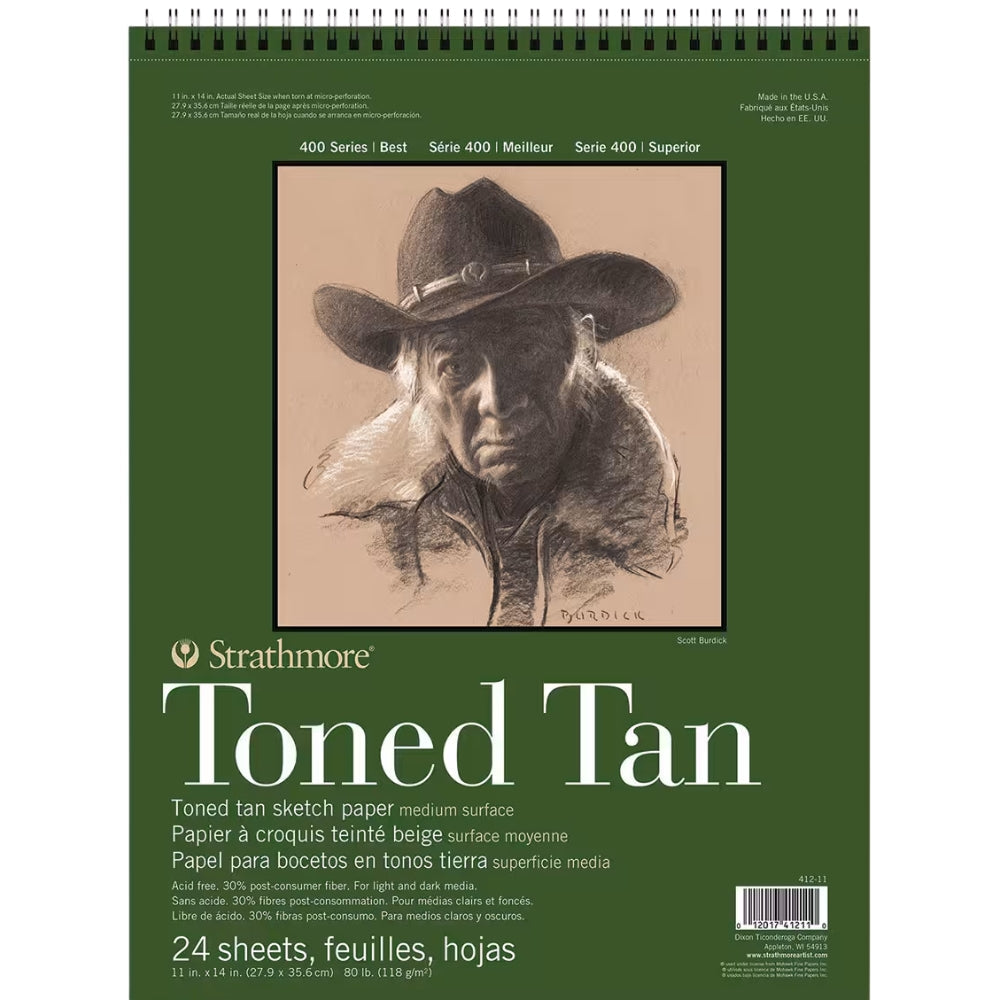 Strathmore 400 Series Recycled Toned Tan Sketch Pad 118gr Spiralli 24 Sayfa 27.9 x 35.6cm