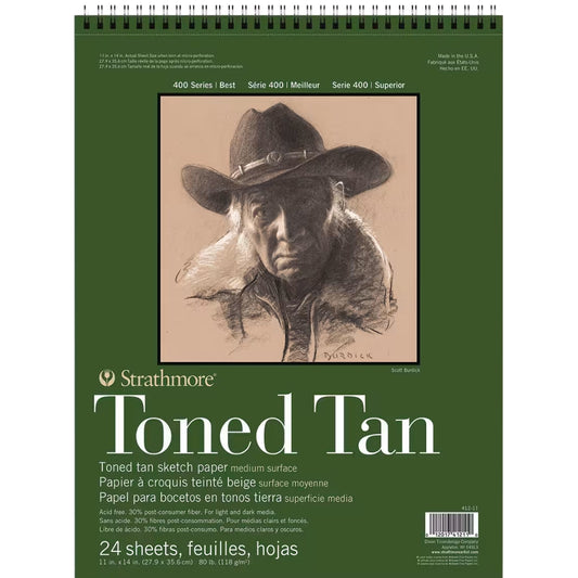 Strathmore 400 Series Recycled Toned Tan Sketch Pad 118gr Spiralli 24 Sayfa 27.9 x 35.6cm