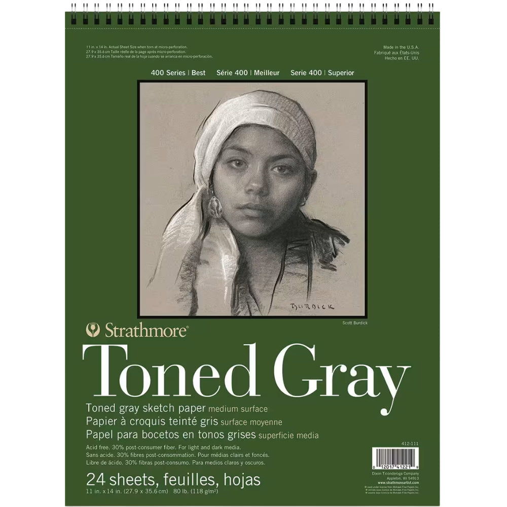 Strathmore 400 Series Recycled Toned Gray Sketch Pad 118gr Spiralli 24 Sayfa 27.9 x 35.6cm