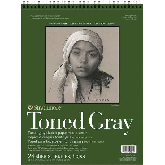 Strathmore 400 Series Recycled Toned Gray Sketch Pad 118gr Spiralli 24 Sayfa 27.9 x 35.6cm