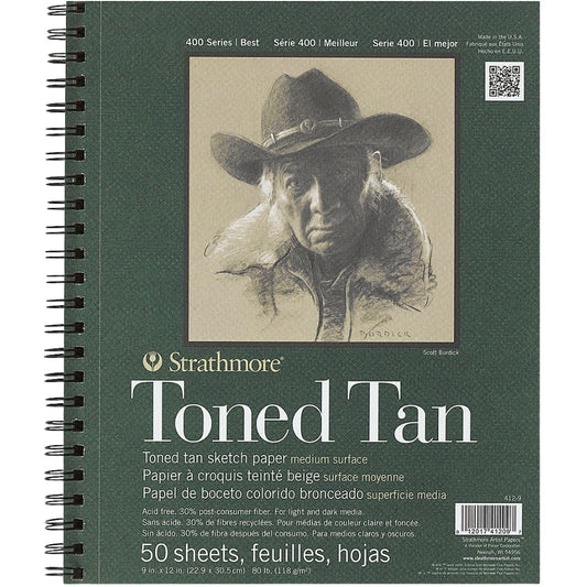 Strathmore 400 Series Recycled Toned Tan Sketch Pad 118gr Spiralli 50 Sayfa 22.9 x 30.5cm