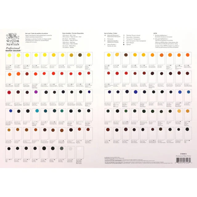 🎁 Winsor & Newton Professional Sulu Boya Dot Card Tüm Kartela (Special Price)