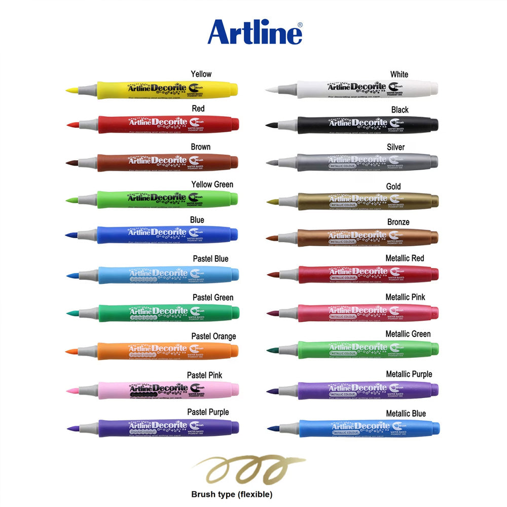 Artline Decorite Brush Marker Esnek Fırça Uçlu Kalem Metalik Pembe