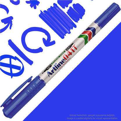 Artline 041T Twin Marker İki Uçlu Permanent Markör 0.4-1.0mm Mavi