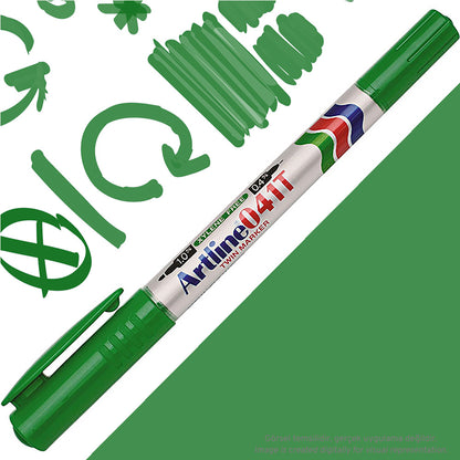 Artline 041T Twin Marker İki Uçlu Permanent Markör 0.4-1.0mm Yeşil