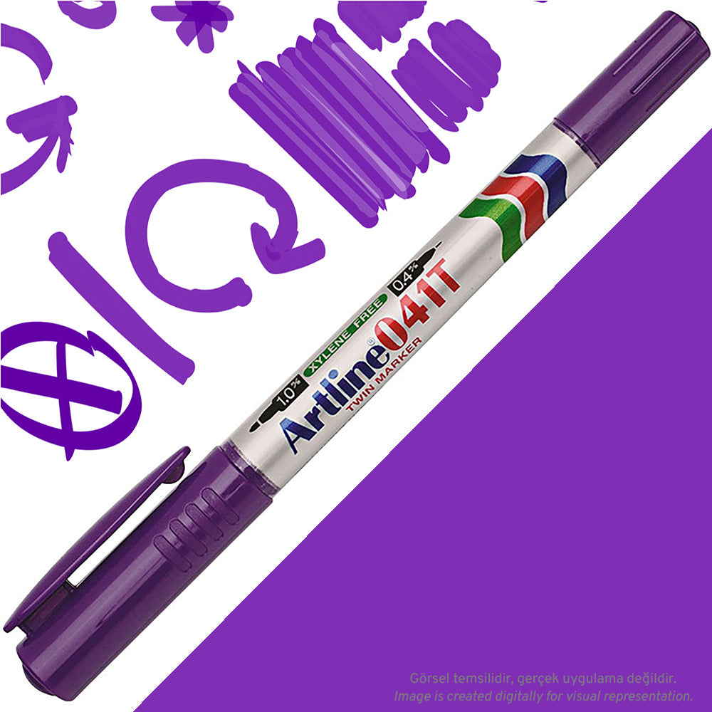Artline 041T Twin Marker İki Uçlu Permanent Markör 0.4-1.0mm Mor