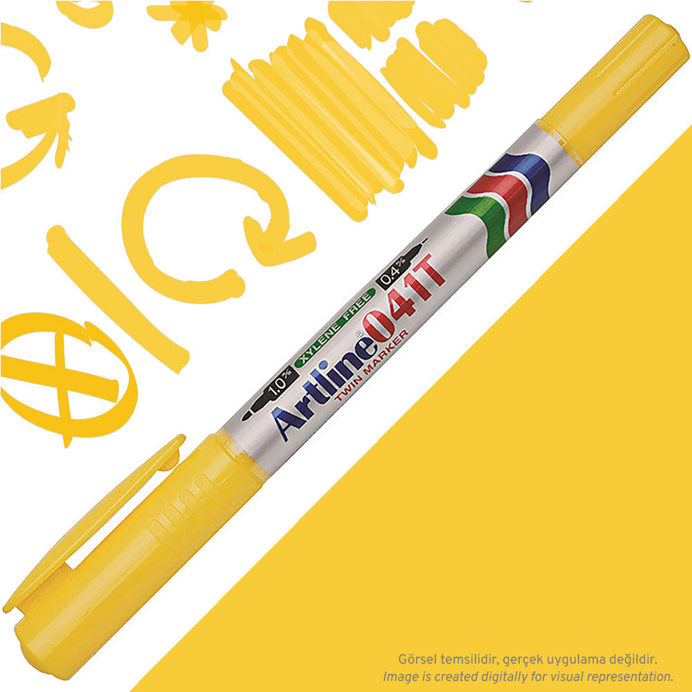 Artline 041T Twin Marker İki Uçlu Permanent Markör 0.4-1.0mm Sarı