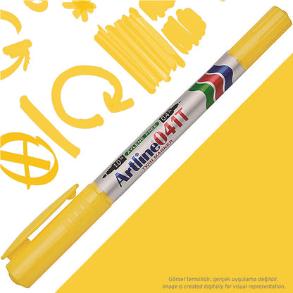 Artline 041T Twin Marker İki Uçlu Permanent Markör 0.4-1.0mm Sarı
