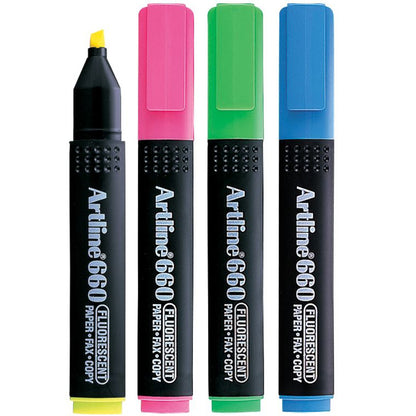 Artline 660 Fosforlu Kalem Kesik Uç:1,0-4,0mm 4'lü Fosforlu set