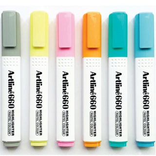 Artline 660 Fosforlu Kalem Kesik Uç:1,0-4,0mm 6'lı Pastel set