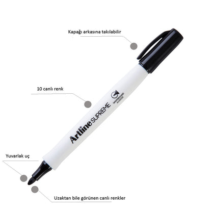 Artline Supreme Beyaz Tahta Markörü 1.5mm Pembe