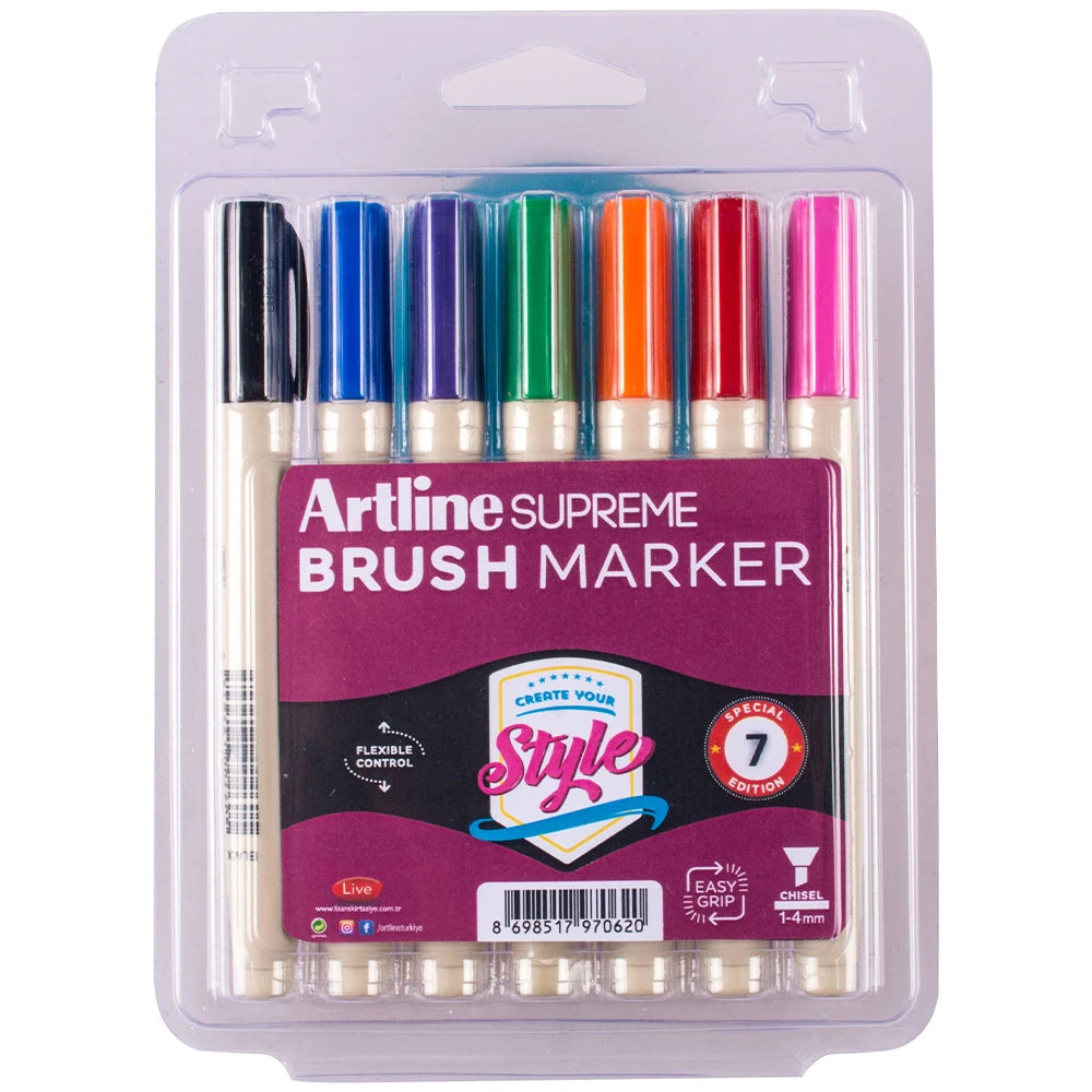 Artline Supreme Brush Marker Esnek Fırça Uçlu Kalem Seti (7 renk)