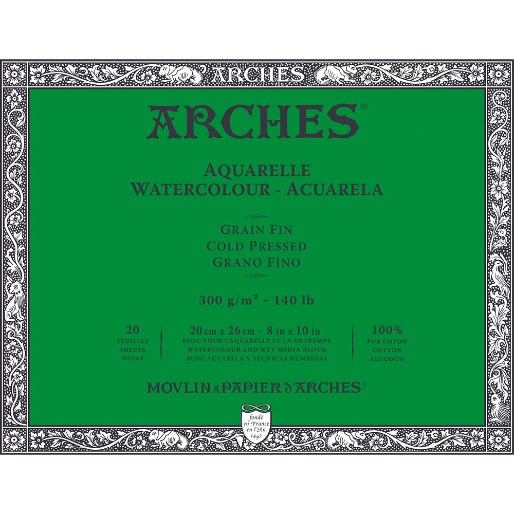Arches Watercolour Block Natural White Cold Pressed 300gr Sulu Boya Blok 20 Sayfa 20x26cm (4 Tarafı Yapışkanlı)