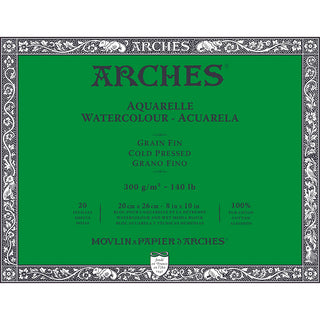 Arches Watercolour Block Natural White Cold Pressed 300gr Sulu Boya Blok 20 Sayfa 20x26cm (4 Tarafı Yapışkanlı)