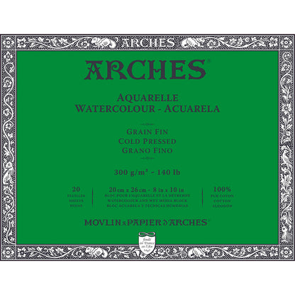 Arches Watercolour Block Natural White Cold Pressed 300gr Sulu Boya Blok 20 Sayfa 20x26cm (4 Tarafı Yapışkanlı)