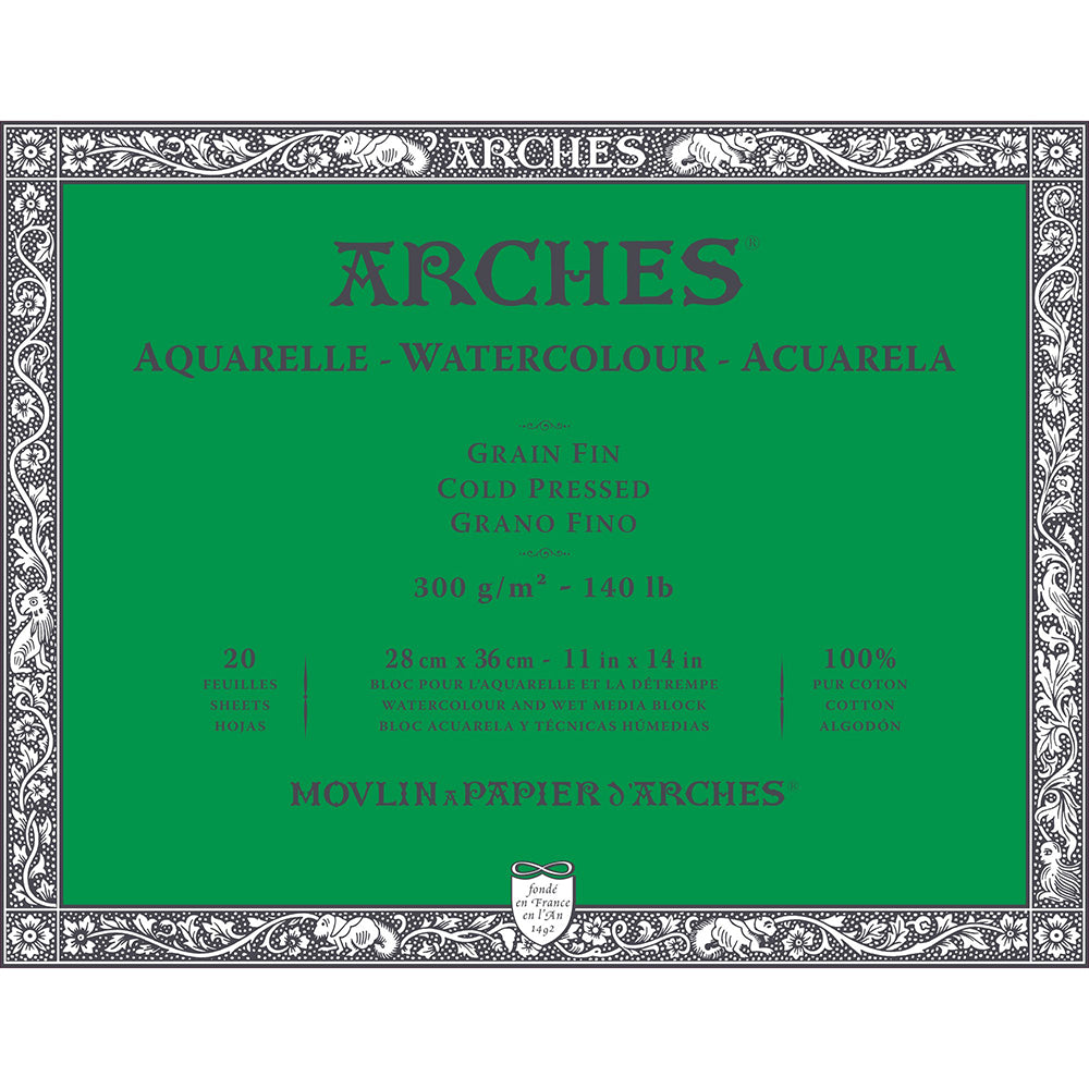 Arches Watercolour Block Natural White Cold Pressed 300gr Sulu Boya Blok 20 Sayfa 28x36cm (4 Tarafı Yapışkanlı)