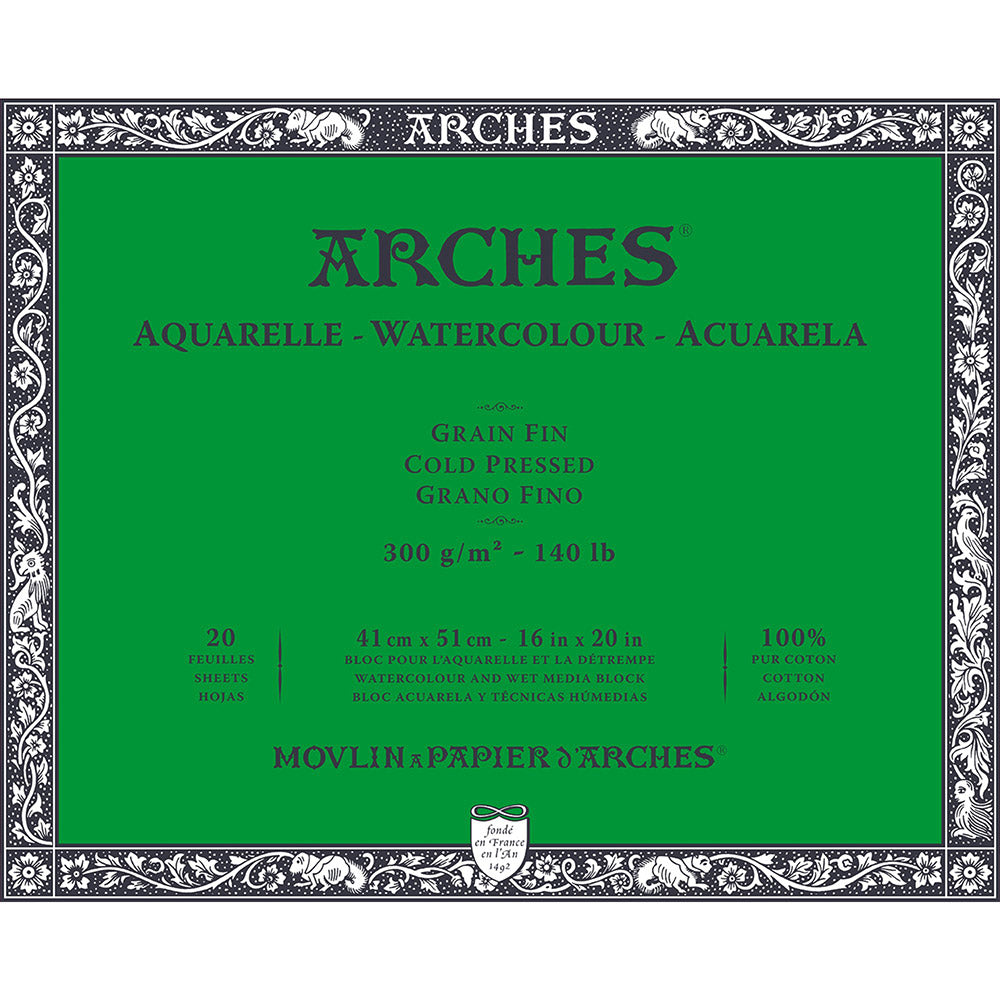 Arches Watercolour Block Natural White Cold Pressed 300gr Sulu Boya Blok 20 Sayfa 41x51cm (4 Tarafı Yapışkanlı)