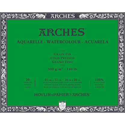 Arches Watercolour Block Natural White Cold Pressed 300gr Sulu Boya Blok 20 Sayfa 41x51cm (4 Tarafı Yapışkanlı)