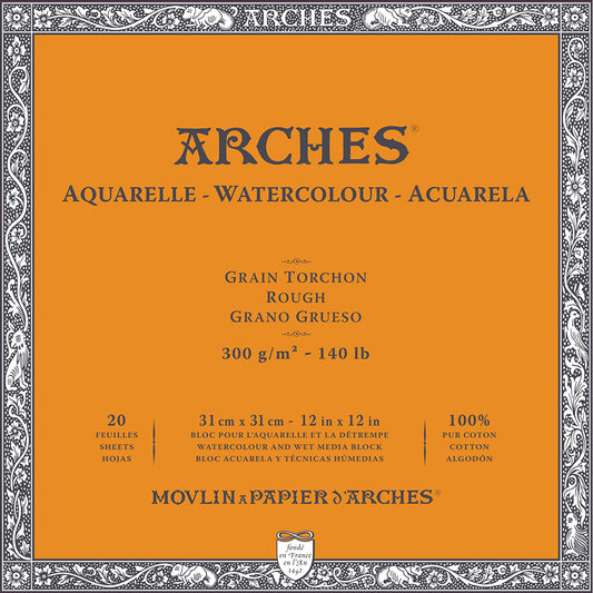 Arches Watercolour Block Natural White Rough 300gr Sulu Boya Blok 20 Sayfa 31x31cm (4 Tarafı Yapışkanlı)