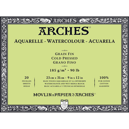 Arches Watercolour Block Natural White Cold Pressed 185gr Sulu Boya Blok 20 Sayfa 23x31cm (4 Tarafı Yapışkanlı)