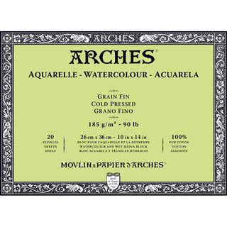 Arches Watercolour Block Natural White Cold Pressed 185gr Sulu Boya Blok 20 Sayfa 26x36cm (4 Tarafı Yapışkanlı)