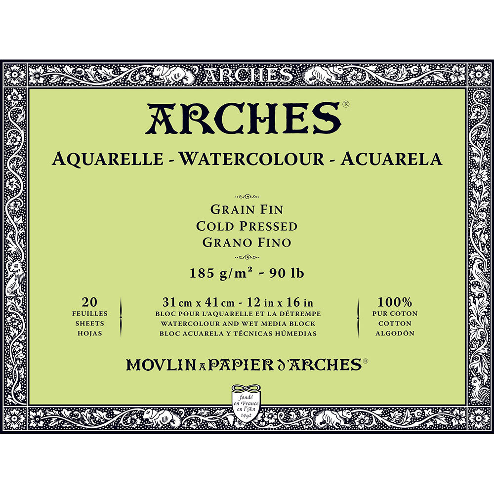 Arches Watercolour Block Natural White Cold Pressed 185gr Sulu Boya Blok 20 Sayfa 31x41cm (4 Tarafı Yapışkanlı)